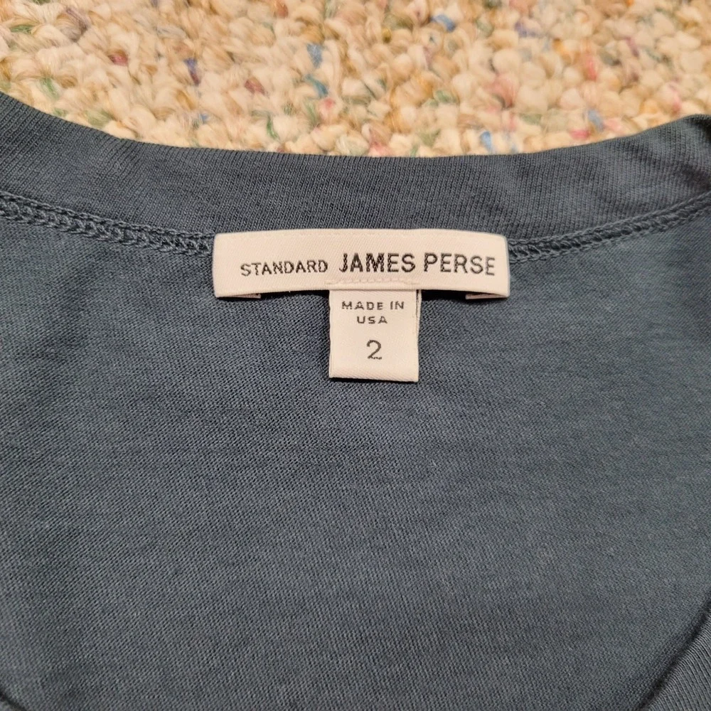 James Perse Shirt Mens Size 2 Green Blue Long Sleeve Standard Crew Neck USA - Picture 6 of 13